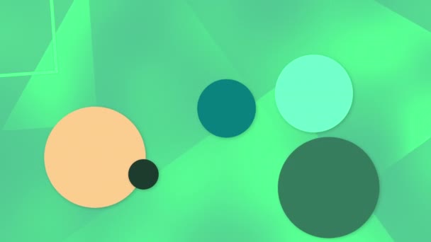 Animation Geometrie mischen Hintergrund. nahtlose Bewegung von Pastellkugeln über minimales quadratisches hellgrünes Muster. — Stockvideo
