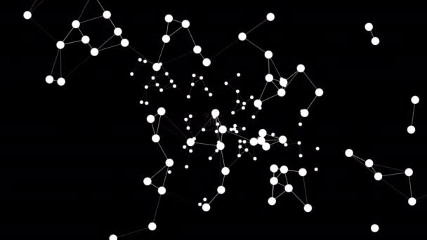 Абстрактная анимированная структура сплетения, плавающая в виде звёздных созвездий в темноте . — стоковое видео