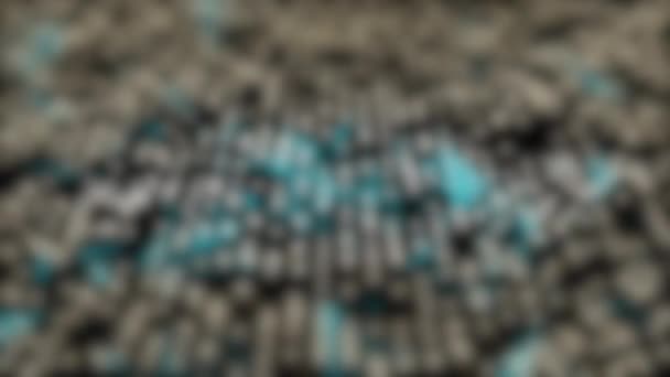 Luzes borradas bokeh fundo pontilhado com polígonos azuis se movendo para a frente . — Vídeo de Stock