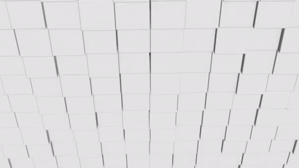 Moving white squares scrolling around while the wall of cubes is coming closer. — Stockvideo