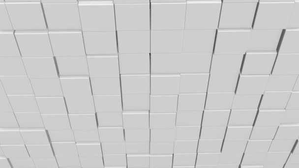 Abstract square geometric surface of minimal white cubic grid pattern, in motion. — ストック動画