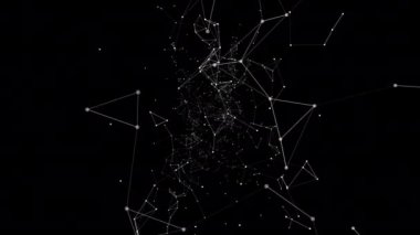 Digital plexus network in virtual space coming closer, zooming out.