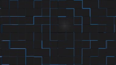 Abstract background with black wall of moving cubic surface.