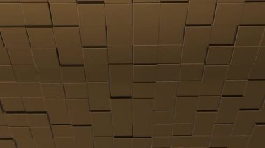 Moving wall of brown cubes turning and drifting away.