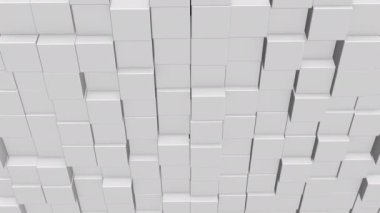 Abstract background with white wall of moving cubic surface.