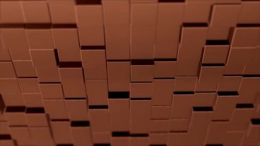 Abstract background with brown wall of moving cubic surface.