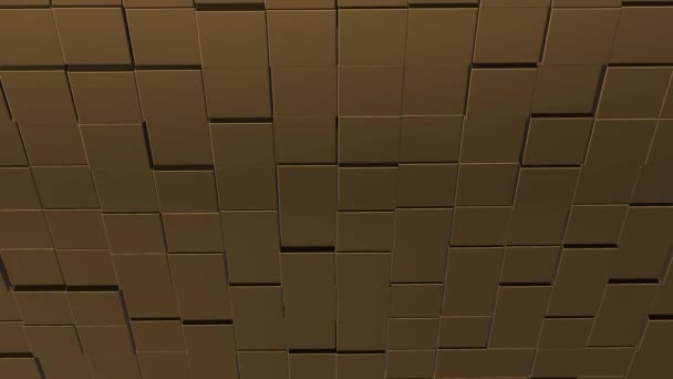 Moving wall of brown cubes turning and drifting away. — Stockvideo