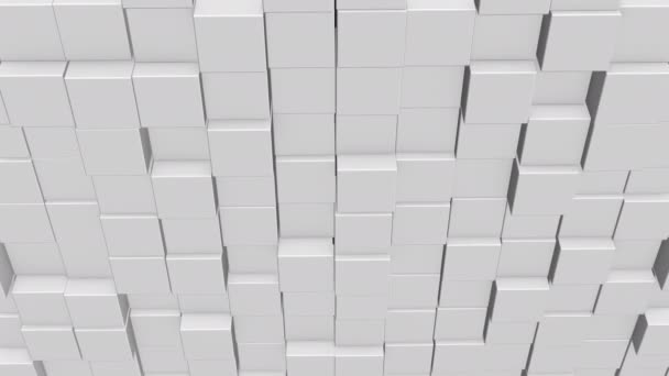 Abstracte achtergrond met witte wand van bewegende kubieke oppervlakte. — Stockvideo