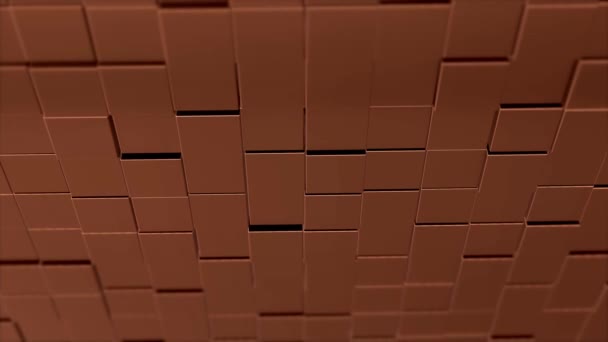 Abstract square geometric surface of minimal brown cubic grid pattern, in motion. — Stock Video