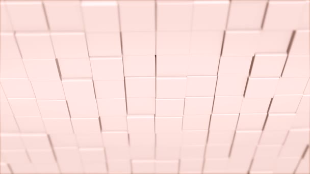 Mur blanc de cubes avec une légère inclinaison vers l'avant se rapproche de la caméra . — Video