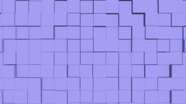 Minimalistic labyrinth formed of cubes moving up and down, glittering.