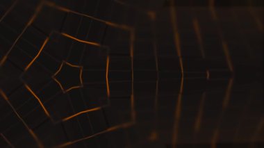 Beautiful black and orange polygonal surface moving in seamless 3d animation.