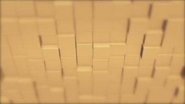 Abstract square geometric surface of minimal creamy cubic grid pattern, in motion.