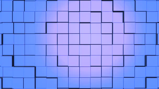 Superficie geométrica cuadrada abstracta de patrón de rejilla cúbica azul mínimo, en movimiento . — Vídeos de Stock