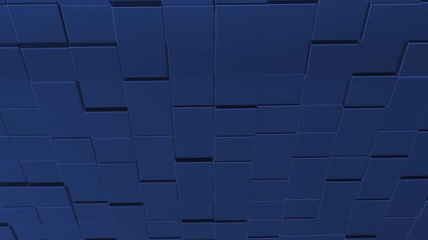 Abstrato azul cascata cubos fundo transformando e aproximando-se lentamente . — Vídeo de Stock