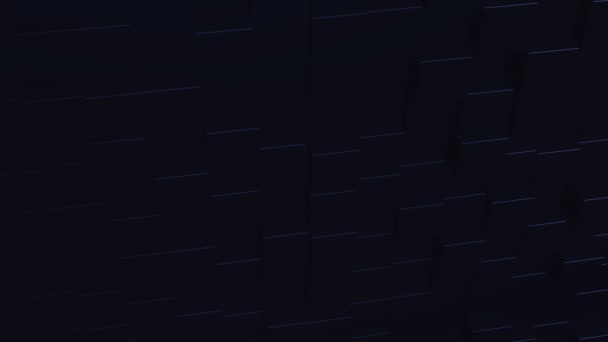 Animation einer Wand aus dunkelblauen Würfeln, die sich chaotisch vorwärts und rückwärts bewegen. — Stockvideo