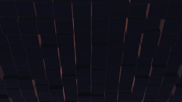 Абстрактный фон с движущейся неоновой кубической стеной, подсветкой . — стоковое видео
