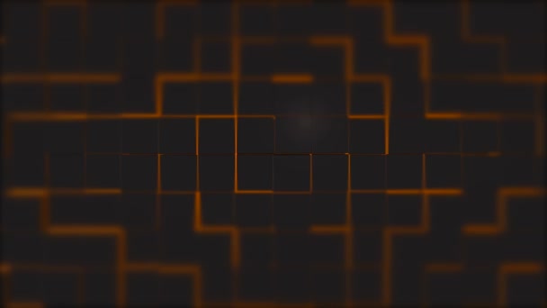 Labirinto minimalista formado por cubos que se movem para cima e para baixo, brilhando . — Vídeo de Stock