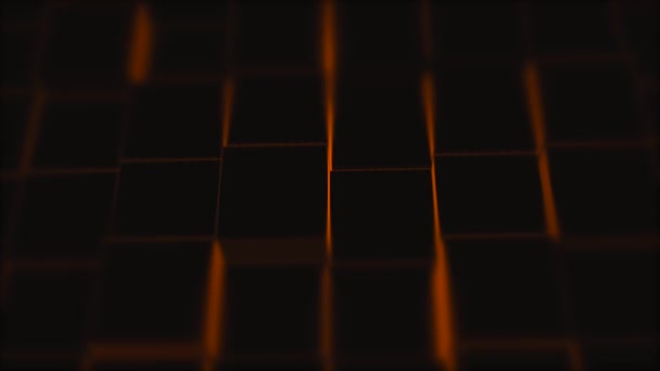 Abstracte achtergrond met zwarte wand van bewegende verlichte kubieke oppervlakte. — Stockvideo