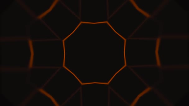 Beautiful black and orange polygonal surface moving in seamless 3d animation. — Stock Video