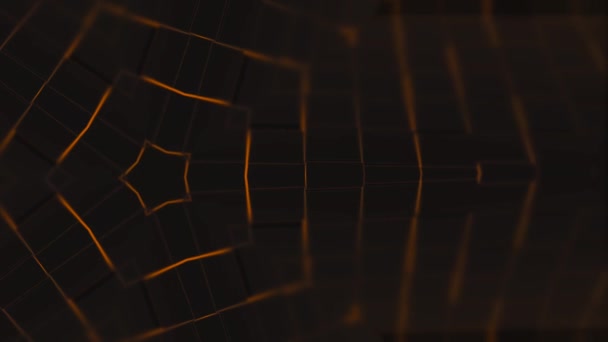 Beautiful black and orange polygonal surface moving in seamless 3d animation. — Stok video