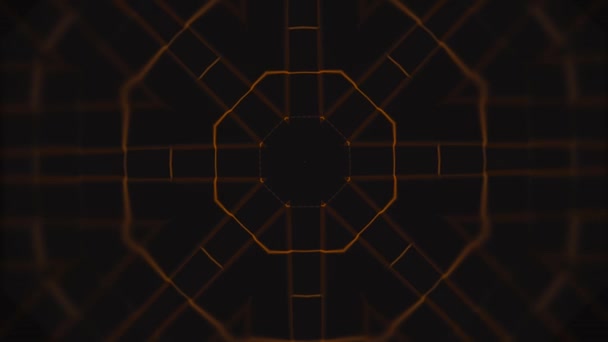 Visualización de energía Aura. Patrón poligonal en marrón y negro con foco en el centro en acercar y alejar . — Vídeo de stock
