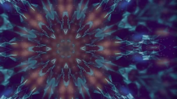 Blue kaleidoscope sequence pattern looking like cracks of glass or crystals in compusive motion. — Stock Video
