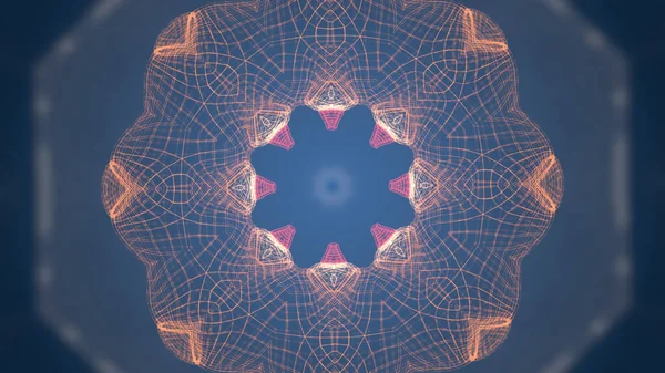 Abstraktní 3d mřížka nebo oka kruhový vzor geometrické sítě přes tmavě rozmazané pozadí. — Stock fotografie