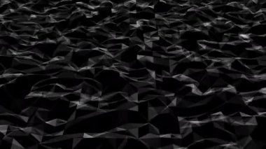 Siyah arkaplan üzerinde hareket eden çokgen bir kabartma dokusunda tekinik plakalar etkinliği gösterildi.