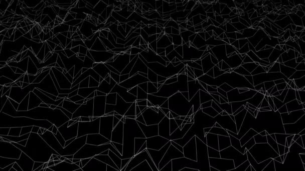 Background of moving luminous geometric surface changing shape over black. — Stock Video