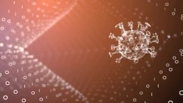 Alpha channel illuminating virus is moving through an abstract vortex over brown background. — Stockvideo