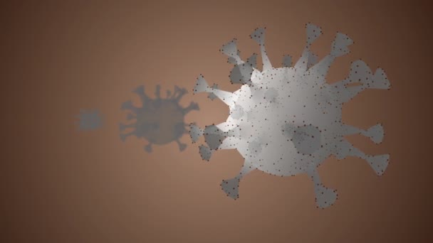 在褐色背景上 α 通道呈现的红点3D中旋转的白病毒细胞. — 图库视频影像