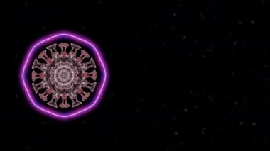 Siyah zemin üzerinde neon çemberin içinde dönen bakteri ve virüs patojen salgını.