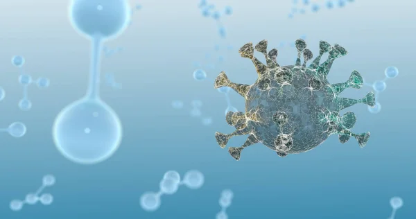 Antibodies attack an alien cell or virus over light blue background. — Stock Fotó