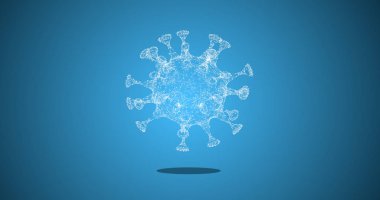 White 3d rendering of molecule on light blue backdrop.