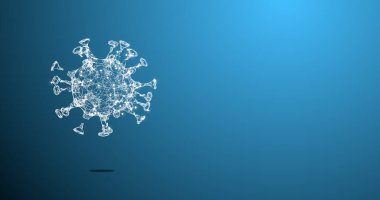 White 3d rendering of molecule on light blue backdrop.