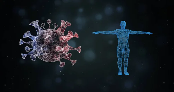 Ativação da imunidade humana. Vírus ataca o corpo humano que é protegido pelo sistema imunológico forte . — Fotografia de Stock
