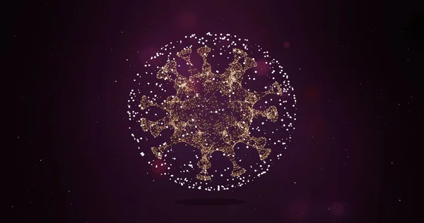Uma bactéria na esfera de pontos brancos no centro do fundo violeta . — Fotografia de Stock