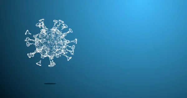 White 3d rendering of molecule on light blue backdrop.