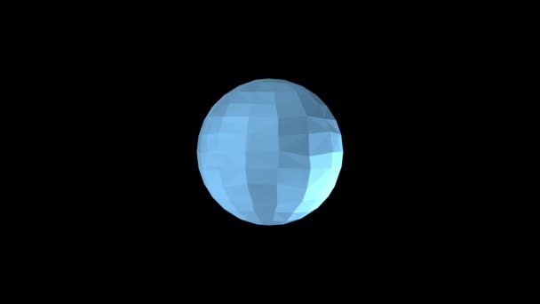 Helt fryst liten polygonal planet flyter över svart bakgrund. — Stockvideo