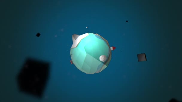 Visualisation 4k de la planète apparaissant après une grande explosion spatiale dans le style de dessin animé .