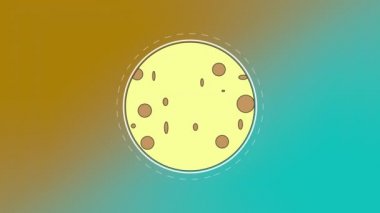 Çizgi film Ay 'ı peynir gibi görünür, bokeh sarı-mavi arkaplanı çevirir..