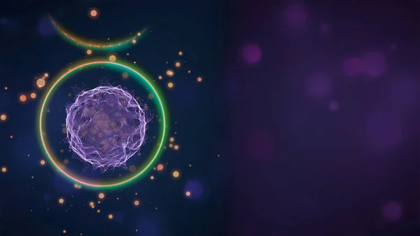 3d image of disease causing microorganisms like the Coronavirus inside a rainbow circle over dark background. — ストック写真