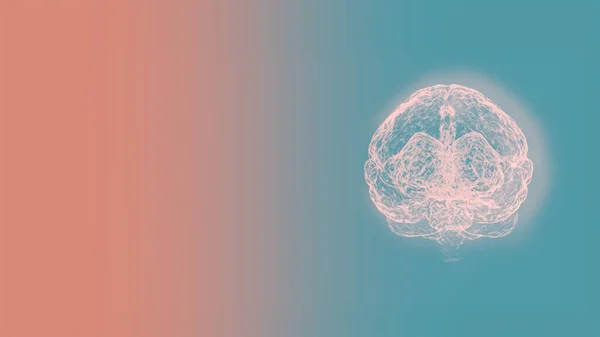 3Dレンダリング計算医学断層撮影光緑ピンクの背景に人間の脳のMRIスキャン. — ストック写真
