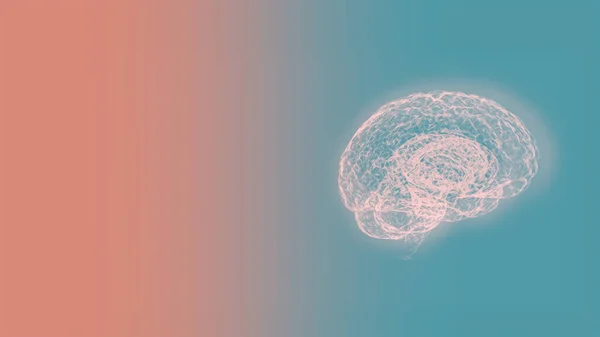 3D rendering datortomografi Mri skanning av mänsklig hjärna över ljus grön-rosa bakgrund. — Stockfoto