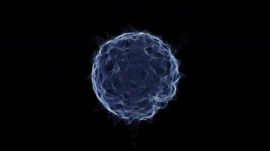 Değişen bir virüsün soyut görüntüsü, karanlık arka plan üzerinde tehlikeli uzantılar yanıp sönüyor..