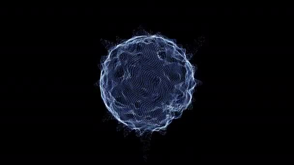 Imagen abstracta de un virus rotatorio, parpadeando apéndices peligrosos sobre fondo oscuro . — Vídeo de stock