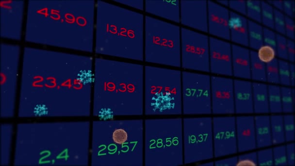 Analytische Diagramme und Berichte über Zahlen über eine Pandemie-Viruskrise. — Stockvideo