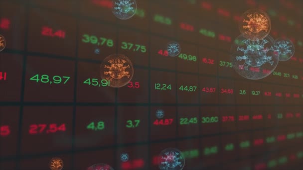 Συνολικοί δείκτες χρηματιστηριακών αγορών που μεταβάλλονται χαοτικά σε σκοτεινό πλαίσιο. — Αρχείο Βίντεο