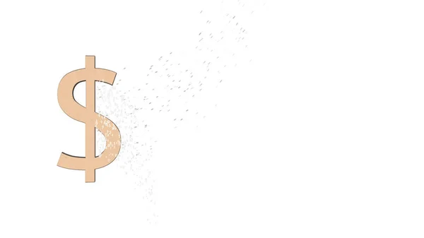 Golden dollar icon dropping into pieces over white background. — Stock Photo, Image